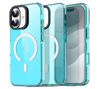 AICase Neon Light Blue Clear Phone Case for iPhone 17 Compatible with Magsafe, Slim Thin Lightweight Colorful Colored Trendy Protective Bright Jelly Cell Phone Case with Wireless Charging