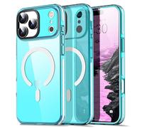 AICase Neon Light Blue Clear Phone Case for iPhone 17 Pro Max Compatible with Magsafe, Slim Thin Lightweight Colorful Colored Trendy Protective Bright Jelly Cell Phone Case with Wireless Charging