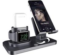 AICase Tablet Stand, Airpods Pro/1/2 Stand, Watch Stand, Phone Holder, 3 in 1 Charging Station for Apple Watch Series 5/4/3/2/1, Dock Stand for iPad 12.9 (Grey)
