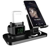 AICase Tablet Stand, AirPods Stand, Watch Stand, Phone Holder, 3 in 1 Charging Station for Apple Watch Series 5/4/3/2/1, Dock Stand for iPad 12.9 (Dark Black)