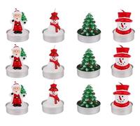 Aiceenza 12 Pcs Christmas Mini Tealight Candles Set - Santa Claus, Christmas Tree, Snowman & Cottage Shapes, Festive Decor for Holiday Table, Xmas Gifts，Christmas Candle Christmas Table Deco (No.2)
