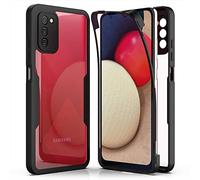 AICEK Compatible with Samsung Galaxy A02s Case, 360 Degree Full Body Cover for Galaxy A02s TPU Bumper Case Built-in Screen Protector Shockproof Cover Black