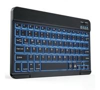 Aicharynic Bluetooth Keyboard for iOS/Android/Windows, Wireless Tablet Keyboard with 7 Colours Illuminated, for iPad/iPhone/Samsung/Laptop, Rechargeable, Ultra-Thin, Black