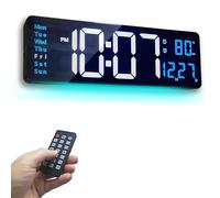 aichilra 16.2" Large Digital Wall Clock, LED Clock with Remote Control, Count Up & Down Timer/Dual Alarm/Adjustable Brightness/Temperature/Date/9 RGB Colors wall clocks for Home, Office,Gym