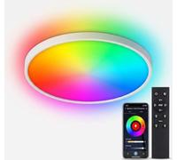 aichilra 24W Smart Ceiling Light Flush Mount, WiFi Bluetooth RGBCW LED with Remote, 3000K-6500K Dimmable, Ultra Slim, 85-265V for Bedroom Living Room Kitchen