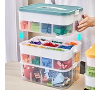 aichilra 3 Layers Clear Storage Boxes with Lids, Stackable Plastic Drawer Organiser, Toy Box for Lego, Magnetic Building Blocks Bricks Puzzle Board Organizer Accessories