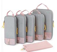 aichilra 6 Set Compression Packing Cubes Luggage for Suitcases & Backpack,Organizer Bags with Label Pocket,Travel Essentials, Holiday & Camping Accessories,Pink