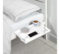 aichilra Bedside Shelf, Clip On Nightstand Tray for Bed & Top Bunk, Bed Shelf with Cable Management, Dorm Room Essentials, Loft Bed Accessories, White