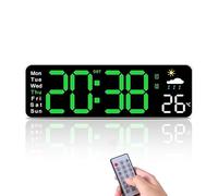 aichilra Large Digital Wall Clock, 13 Inch LED Wall Clocks with Remote Control, Adjustable Brightness Countdown Clock with Date/Time/Humidity level/Temp Display for Home, Gym, Office