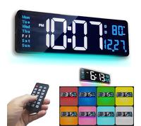aichilra Large Digital Wall Clock with Remote Control, 15.3" Big LED/10 RGB Colors/Dual Alarm/Adjustable Brightness/Temperature/Date/Night Light Clocks for Living Room,Bedroom, Office,Gym Wall Decor