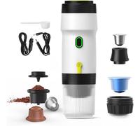 aichilra Portable Espresso Machine, 15 Bars Extraction Travel Coffee Maker with USB Cigarette Lighter, Car Coffee Maker Compatible with NES Capsule & DG Capsule & Ground Coffee for Camping, Office