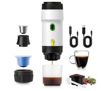 aichilra Portable Espresso Machine, 20 Bars Extraction Travel Coffee Maker with USB Cigarette Lighter, Car Coffee Maker Compatible with NES Capsule & DG Capsule & Ground Coffee for Camping, Office