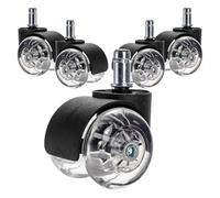 aichilra Set of 5 Office Chair Wheels, 2 Inch Heavy Duty Chair Castors, Universal Size Mute Rubber Chair Casters for Hard Floors, Carpet, Laminate and Tile, No Scratches, 11x22mm
