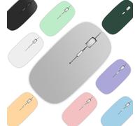 aichiw Wireless Bluetooth Mouse, 3 DPI Levels, Silent Click, Ergonomic, Portable & Lightweight, Compatible with Laptop, Mac, PC, iPad, iPhone, USB Receiver, AA Battery Not Included(Silver)