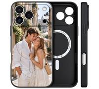 AICISINGN Custom Magnetic Phone Case Compatible with MagSafe for iPhone 18 17 16 15 14 13 12 Pro Max, Personalized Picture Case with Precise Camera Protection Black Soft TPU Cover DIY Gift (1 Photo)