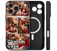 AICISINGN Custom Magnetic Phone Case Compatible with MagSafe for iPhone 18 17 16 15 14 13 12 Pro Max, Personalized Picture Case with Precise Camera Protection Black Soft TPU Cover DIY Gift (4 Photo)