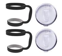 AICMEI 30 oz Stainless Steel Cup Leak-proof Replacement Lid and 30 oz Non-slip Travel mug Handle Cup Holder for Stainless Steel Travel Mugs and More Other Styles of 30 oz Cups (Set of 4)