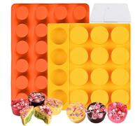 AICMEI Cake Puck Mold Set, 24-Cavity Chocolate Covered Cake Silicone Molds, Round Cake Pop Molds with 2 Spatulas for DIY Cake Cores, Cakepucks, Chocolate Desserts