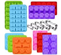 AICMEI Dog Treat Molds Silicone,Dog Paw and Bone Silicone Molds,Non-Stick Food Grade Silicone Molds for Frozen Treats, Baking Mold for Jelly, Candy, Chocolate,Ice Cube, Dog Snack Biscuits(Set of 15)
