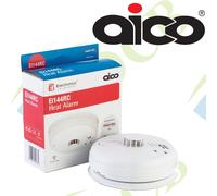 AICO HEAT FIRE ALARM DETECTOR + 9v Battery BackUp Ei144RC Mains Garage Kitchen.