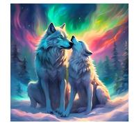 Aicomeon Wolf Diamond Art Kits Adults Aurora Diamond Painting Kits | 12x12 In, Easy DIY for Beginners, Full Drill Round Dot Gem Art Mosaic Stress Relief Craft, Home Wall Decor Gifts