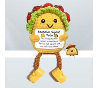 AicooFest Mini Emotional Support Crochet Taco Gifts Positive Crochet Animals Taco for Women Friends Birthday Gifts Handmade Knitted Plush Stuffed Animals Funny Cute Encouragement Gift