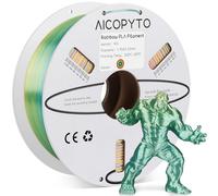 AICOPYTO 3D Printer Rainbow Silk PLA Filament 1.75mm, Multicolor Filament Silk PLA 1KG Spool(2.2lbs) Rainbow PLA Filament Dimensional Accuracy Probability +/- 0.03mm Fits for Most FDM 3D Printers