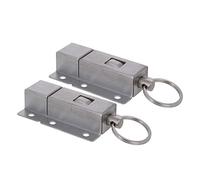 Aicosineg Automatic Latch/Bolt Spring Loaded Security Gate Door Lock Stainless Steel Door Barrel Bolt Ring-Pull Spring Loaded Auto Sliding Latch Sliding Locks with Security Push Button 2 Pcs