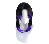 AICWDIVA Anime Short Black Purple Cosplay Wig Heat Resistant Synthetic Hair Wigs for Anime-Fans(Kochou Shinobu)
