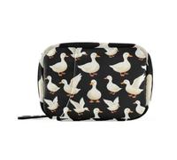 aid Bag Pill Organizer Travel for Purse White Gooses Duck Animal Black