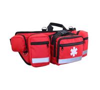 Aid Kit Waist Bag - Red Zippered Utility Waist Pack for Camping and Travel | Reflective Safety Strips | Compact Organizer for, Ball Games, Hiking, Running, Outdoor Sports and
