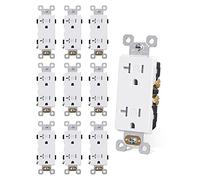 AIDA Decorative Receptacle Outlet, 20Amp 125V Outlets, TR Electrical Outlet, Residential, 3-Wire, Self-Grounding, UL Listed, White (10 Pack)