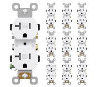 AIDA Duplex Electrical Receptacle Outlets, 20Amp 125V Wall Outlet, Residential, TR, 3-Wire, Self-Grounding, UL Listed, Push & Side Wire, White (10 Pack)