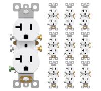 AIDA Duplex Receptacle Wall Outlet, 20Amp 125V Wall Outlet, Residential, 3-Wire, Self-Grounding, UL Listed, Side Wire Only, White (10 Pack)