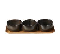 Aida Raw Organic bowl set with wooden tray Metallic Brown