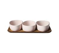 Aida Raw Organic bowl set with wooden tray Nordic Nude