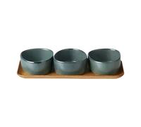 Aida Raw Organic bowl set with wooden tray Northern Green