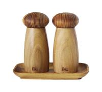 Aida Raw salt & pepper grinder incl tray Teak