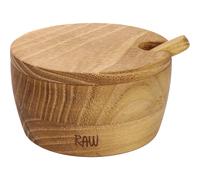 Aida - RAW Teak Salt Bowl With Lid & Spoon - Natural