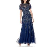 Aidan Mattox by Adrianna Papell Women's Flutter Sleeve Beaded Gown Special Occasion Dress, Navy, 20