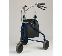 Aidapt 3-Wheel Steel Tri-Walker, Foldable, Height Adjustable, Loop Brakes, Silver with Bag