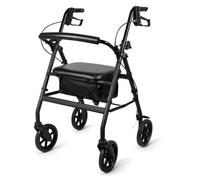 Aidapt 4-Wheel Aluminium Rollator Walker with Seat & Shopping Bag | ADJUSTABLE FOR A CUSTOM FIT, FOLDS QUICKLY FOR EASY TRANSPORT