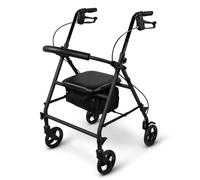 Aidapt 4-Wheel Rollator Walker with Seat, Bag & Locking Brakes | Strong & Supportive Design, Easy to Adjust and Fold, Safe Push-to-Lock Brakes