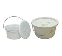 Aidapt 5L Commode Bucket with Lid and Wire Handle & 7 5L Commode Bucket with Lid and Wire Handle