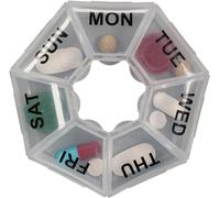 Aidapt 7 Day Weekly Pill Box.Compact,Portable,Easy Flip-Up Lids,Clearly Labelled Days of Week,Will Hold Several Pills per Compartment,Alzheimers,Dementia Aid