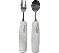 Aidapt Adaptive Large Handled Fork and Spoon Set Utensils with Multi Angled Head Adjustment for Use Arthritis, Disabled, Elderly