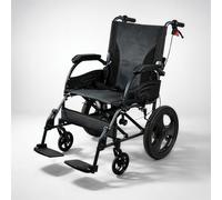Aidapt Aluminium Attendant Propelled Wheelchair. Half Fold Backrest, Folding Frame, Flip-Up Footrests, PU Armrests, Padded Seat, Squeeze to Lock Hand Brakes, Seatbelt, Two Seat Width 20"