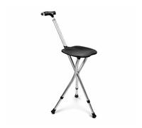 Aidapt Aluminium Seat Cane with Torch.Sit Anywhere with 3-Leg Walking Stick, Seat Adjustable 46-56cm, Non-Slip Feet, Textured Grip, Durable ABS Seat, Max 100kg, AA Batteries Not Included