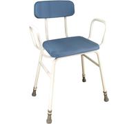 Aidapt Astral Perching Stool with metal arms & padded back in White Aidapt White