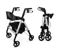Aidapt Bariatric Folding Light Weight 4 Wheeled Rollator Mobility Aid with Seat, Detachable Carry Bag, Lockable Brakes and Puncture Proof Tyres for Indoor and Outdoor use.